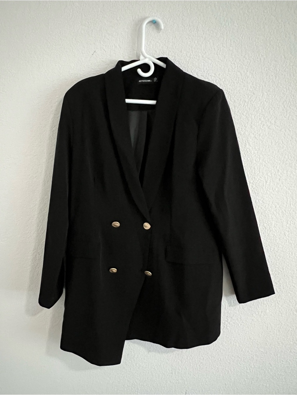 PrettyLittleThing Black Double-Breasted Blazer with Gold Buttons